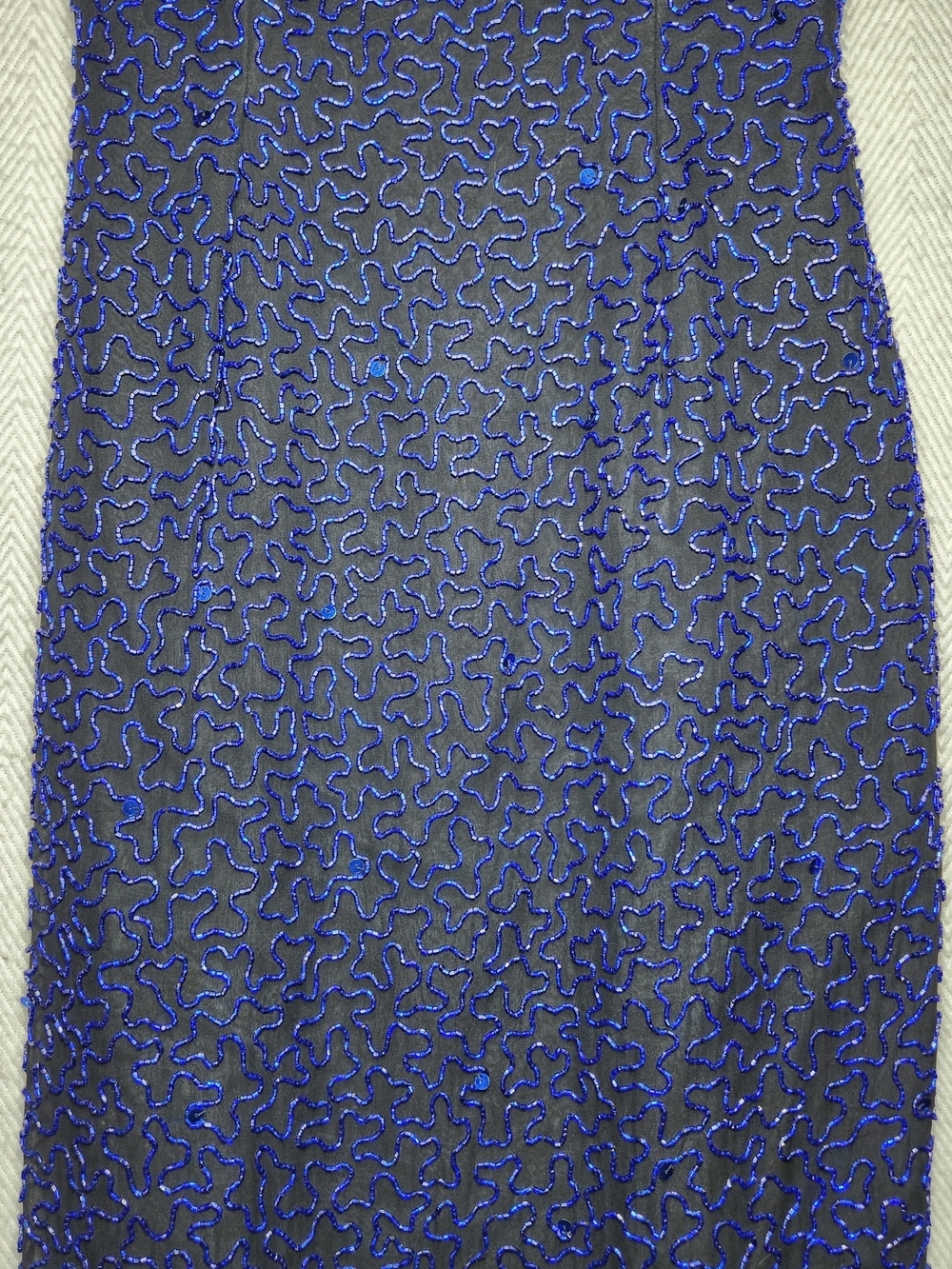 Vtg Andretta Donatello Royal Blue Silk, Glass Beaded Maxi Dress Med Read - Picture 15 of 15